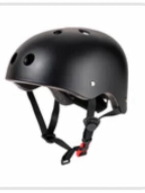 Matte Black Safety Helmet with Adjustable Chin Strap